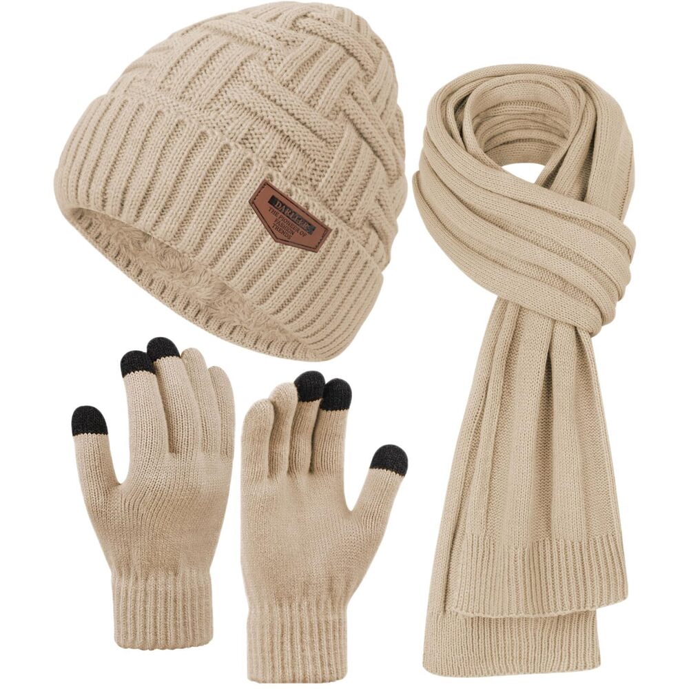 8193 Winter Hats Scarf with Touchscreen Gloves Warm Long Scaves and Skull